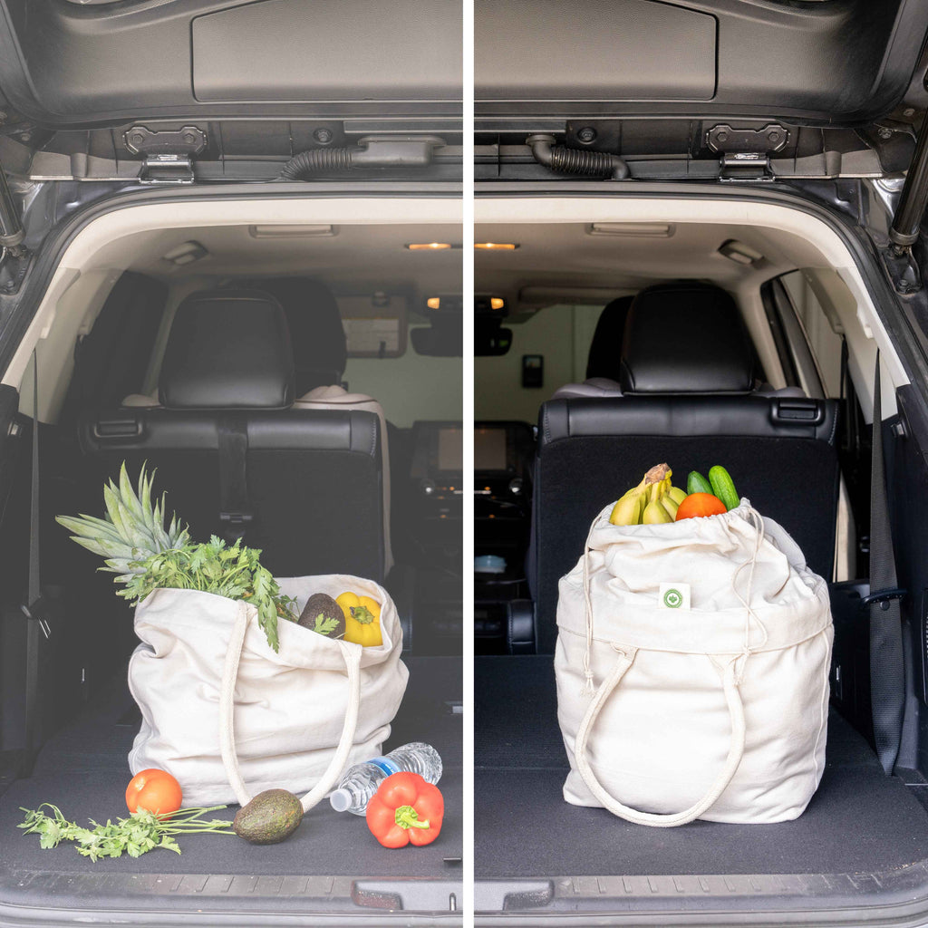 Canvas Grocery Tote with Drawstring