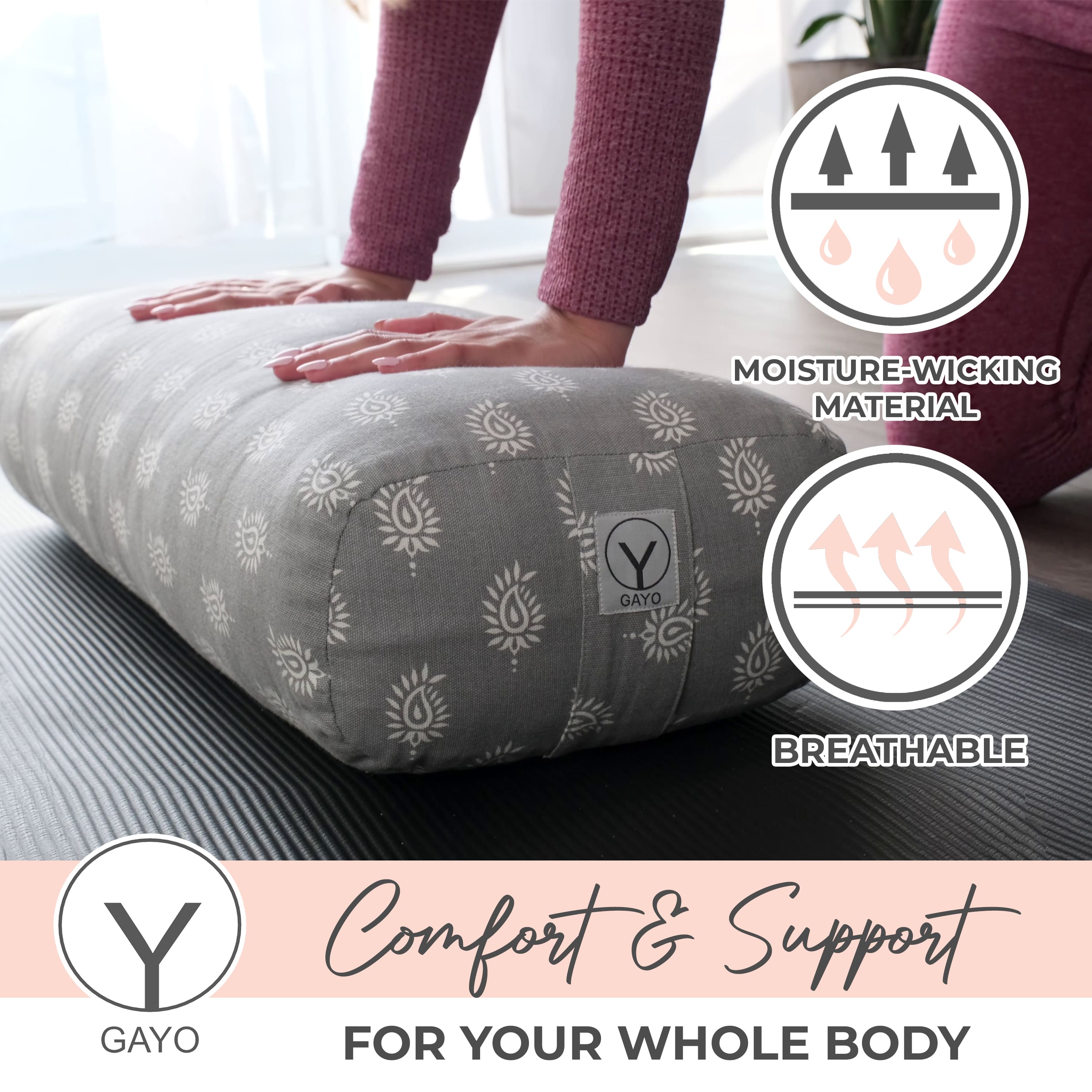 Gayo | Organic Cotton Yoga Bolster Set with Carry Bag
