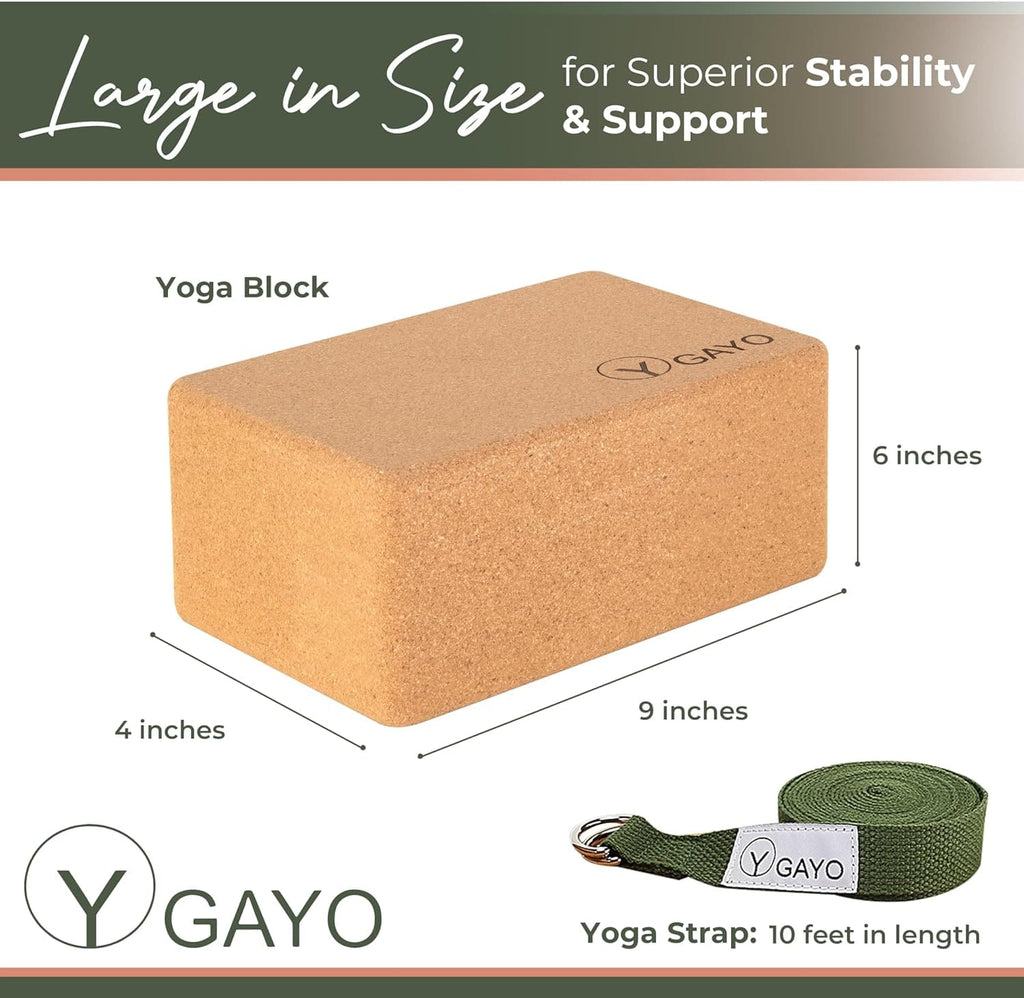 Gayo | Sustainable Large Cork Yoga Blocks & Strap Set