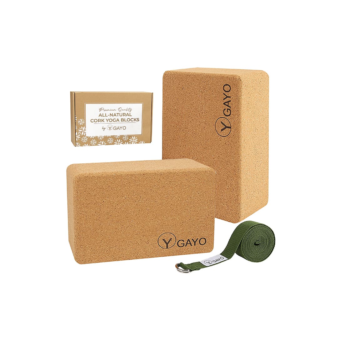 Gayo | Sustainable Large Cork Yoga Blocks & Strap Set